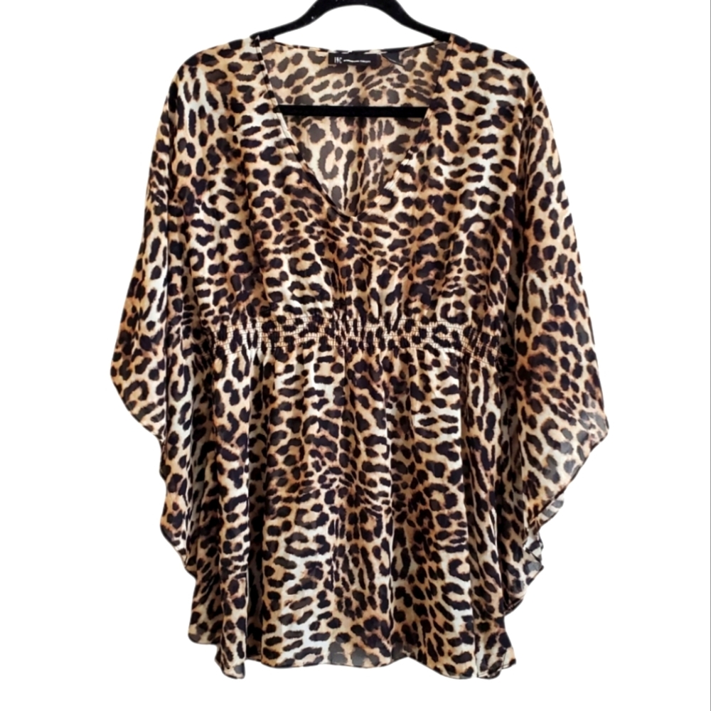 Macy's I.N.C Cheetah Print Dolman Sleeve Top